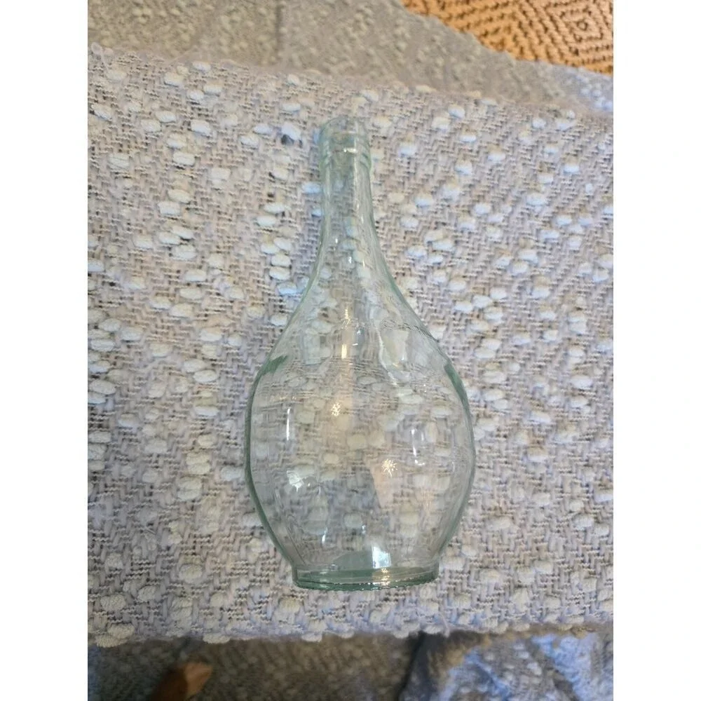 Vintage Clear Glass Bottle Vase 750 ml Embossed Decorative Carafe‎ E2